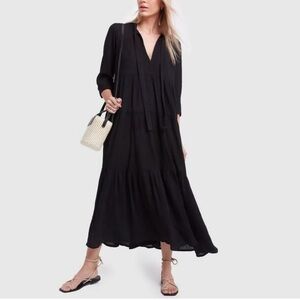 HONORINE Black Cotton Gauze Giselle Maxi Dress, Sz Sm